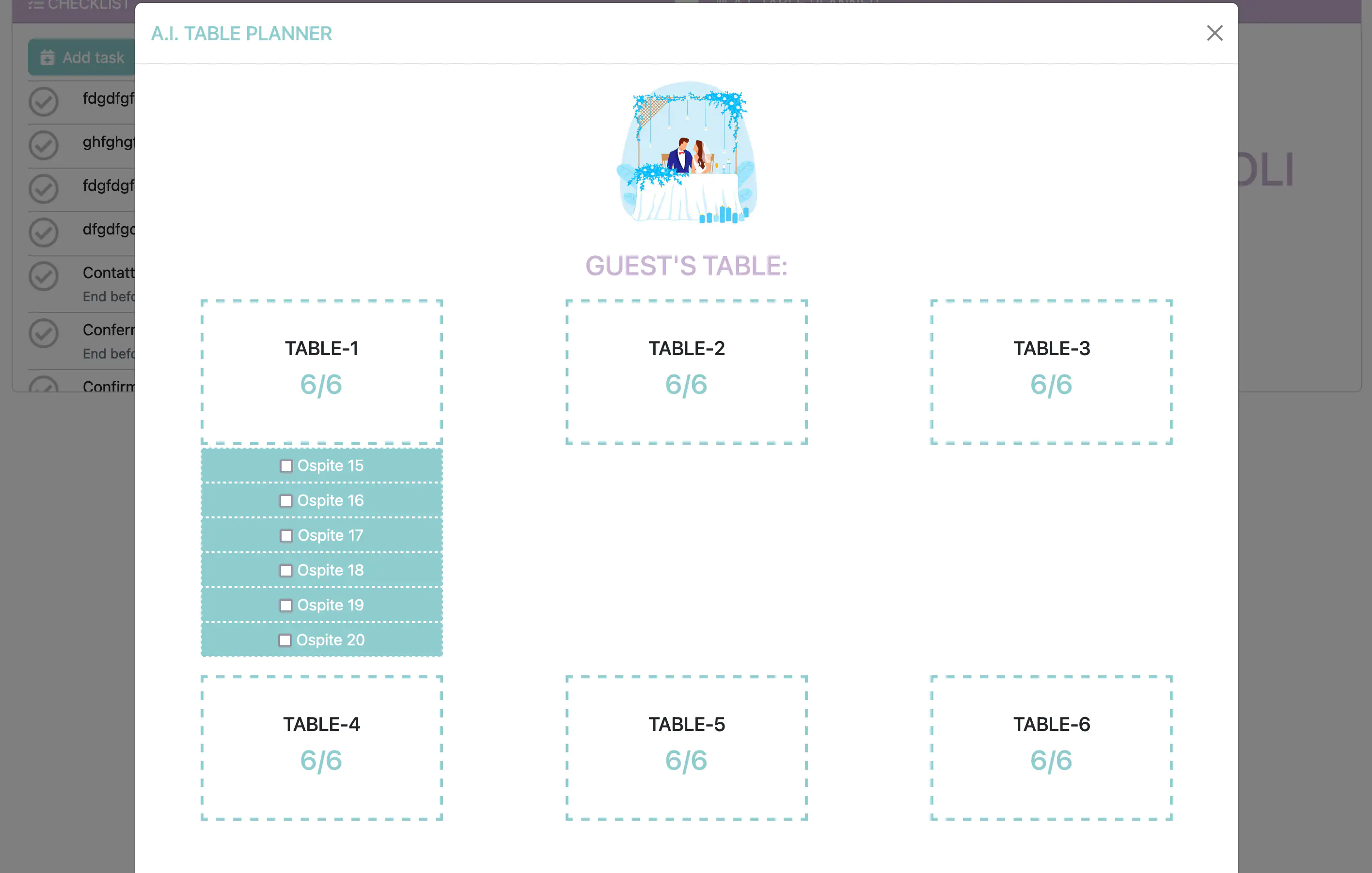 Table plan-Wdding PLanet